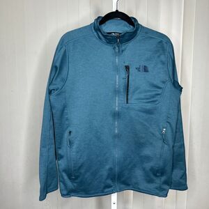 The North Face Full Zip Fleece Jacket Blue Color Pockets Size M